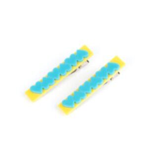Paparazzi Cutely Cupid - Multi Blue Heart Yellow Acrylic Hair Clips